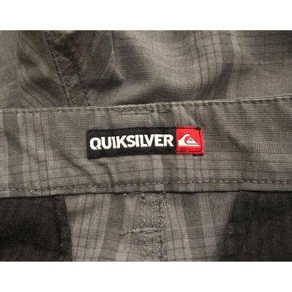 Quicksilver Mens Size 34 Gray Plaid Flat Front Casual Chino Shorts - Picture 4 of 6